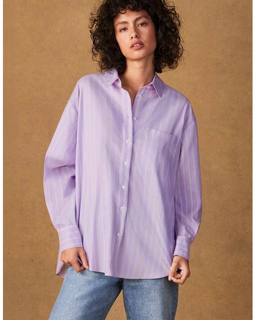 Ro&zo Purple Lilac Stripe Button Side Detail Shirt