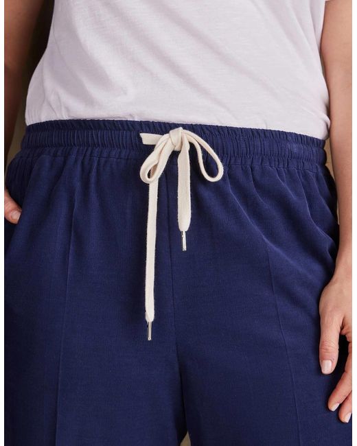 Live Unlimited London Blue Drawstring Wide Leg Corduroy Trousers