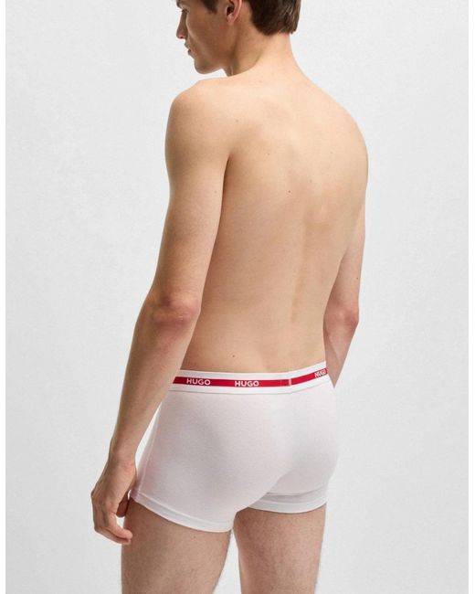 Boss White Hugo Planet 3-Pack Stretch-Cotton Logo Waistband Trunks for men