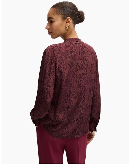 Boss Red Notched Neck Band Collar Long Sleeve Blouse