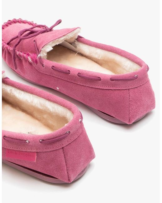 Hush Puppies Pink Allie Suede Moccasin Slippers Rose