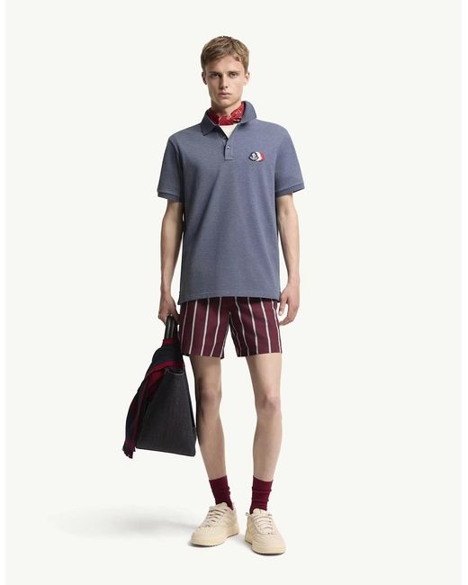 Moncler Blue Triple Logo Polo for men