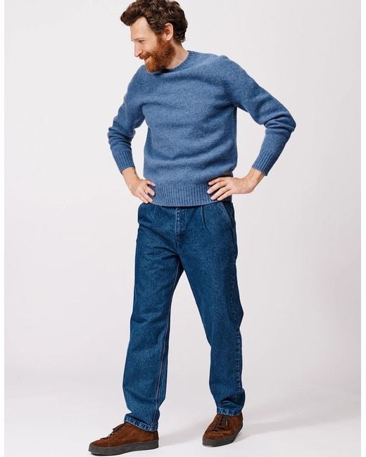 aubi Blue Prestwick Shetland Crew for men