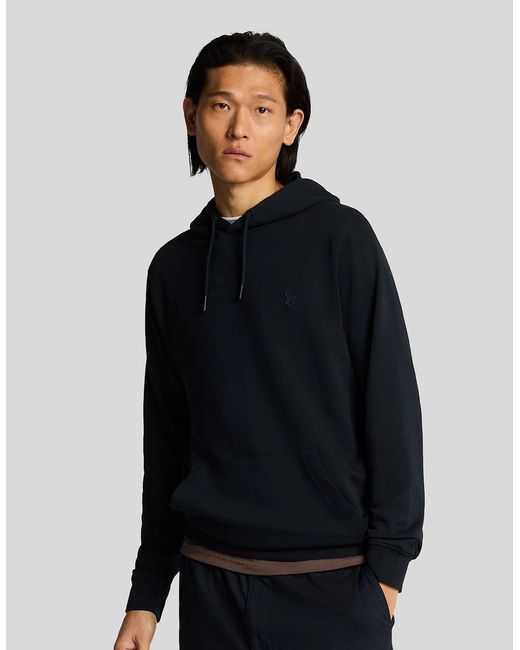 Lyle & Scott Black Superfine Cotton Loopback Hoodie for men