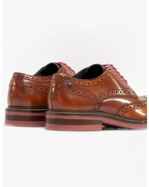 Base London Brown London Woburn Polished Leather Brogue Shoes Tan for men