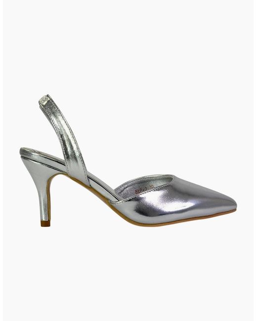 XY London Ladies Imogen Metallic Sling Back Court Shoes