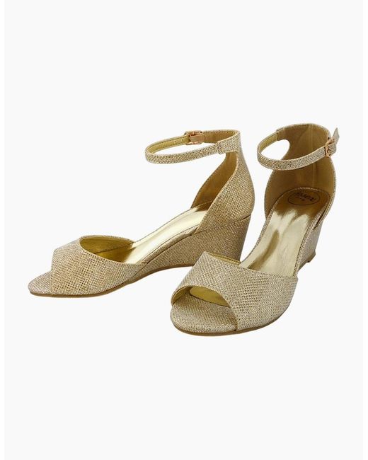 XY London Metallic Ladies Lottie Peep Toe Wedge Sandals