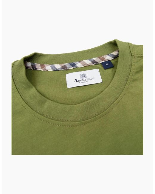 Aquascutum Green Active Small Logo T Shirt Army for men