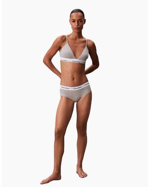 Calvin Klein White Icon Cotton Modal Lightly Lined Triangle Bra, Heather