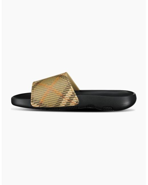 Burberry White Dive Checked Sliders Sand for men
