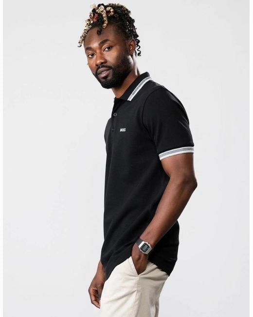 Boss Black Boss Paddy Cotton-Piqué Polo Shirt With Contrast Logo for men
