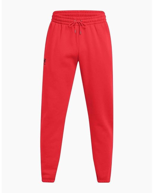 Under Armour Red Essential Fleece Solid Patterned Joggers for men