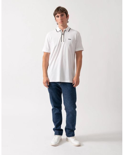 Boss White Boss Philix Slim Fit Zip Polo Shirt for men
