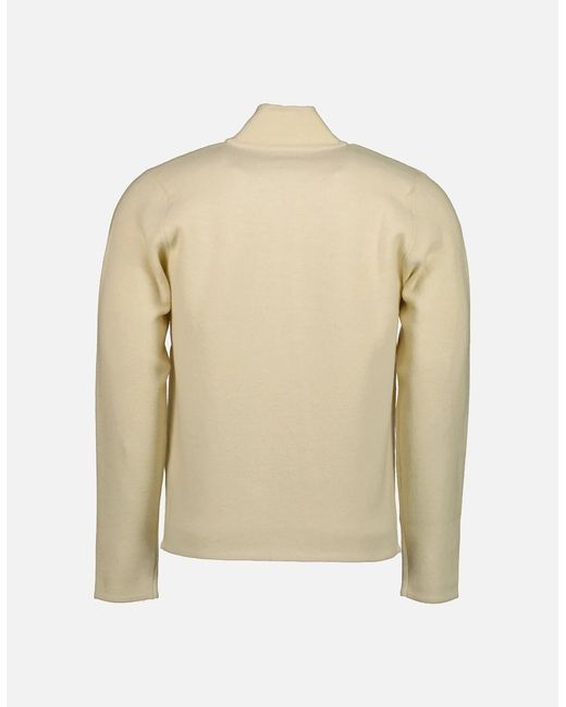 C P Company Natural Embroidered Cuff Logo Zip Knit for men