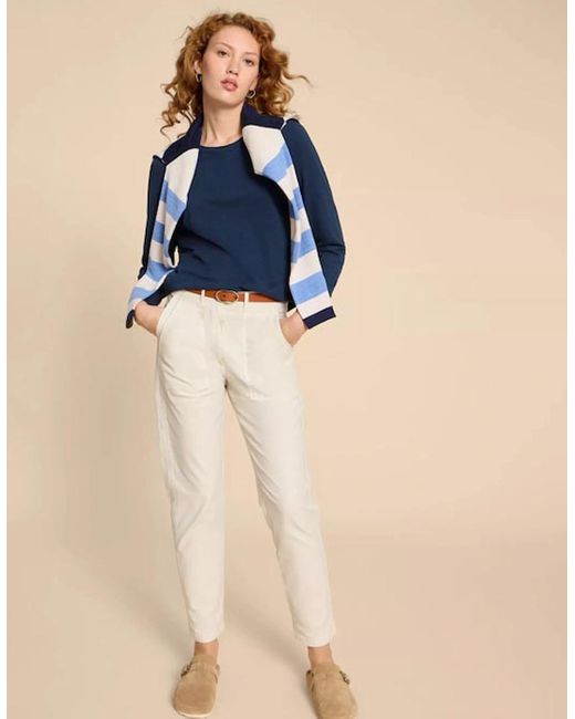 White Stuff Blue Clara Long Sleeve Tee Dark
