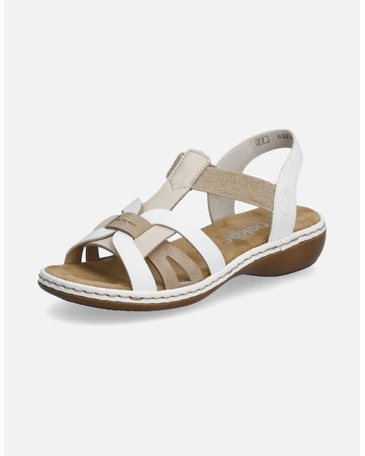 Rieker Metallic Ladies Sandals 65918-81 Pebble