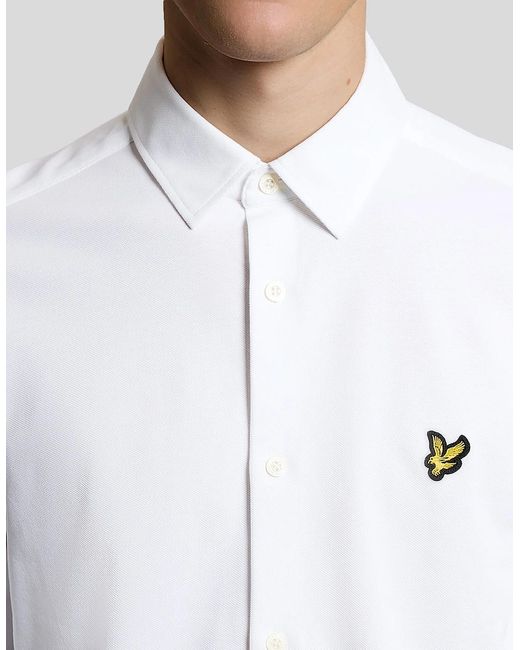 Lyle & Scott White Cotton Oxford Jersey Shirt for men