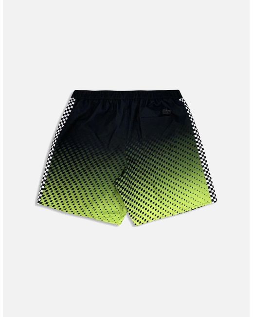 Lacoste Green Checkerboard Two Tone Ombré Print Swim Shorts for men
