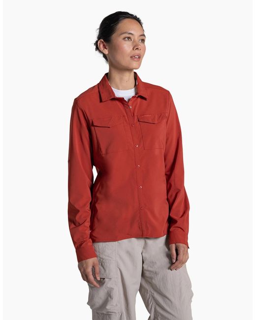 Craghoppers Red Ladies Nosilife Pro Iii Nosilife Long-Sleeved Shirt
