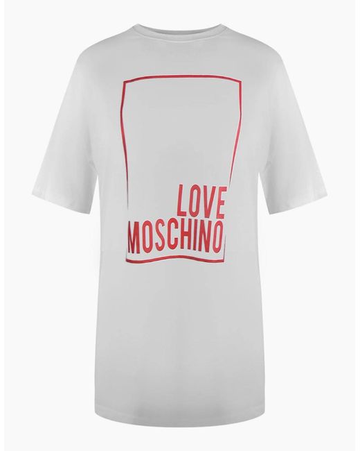 Love Moschino Gray Large Box Logo Oversized Mini T-Shirt Dess