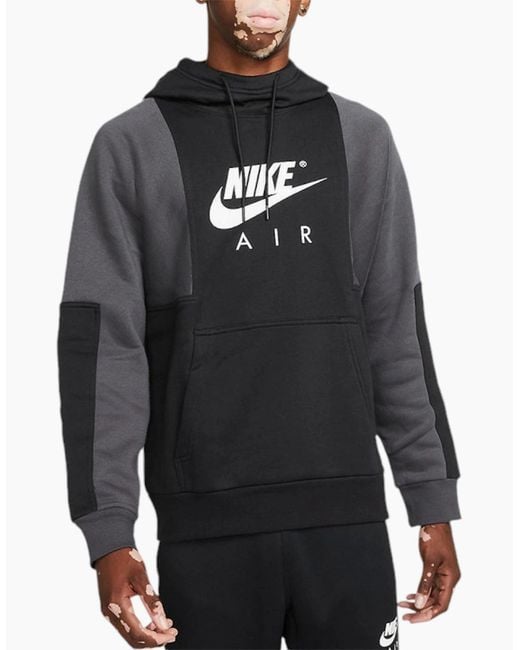 Nike Gray Air Contrast Pullover Hoodie Casual Hooded Sportswear Top for men