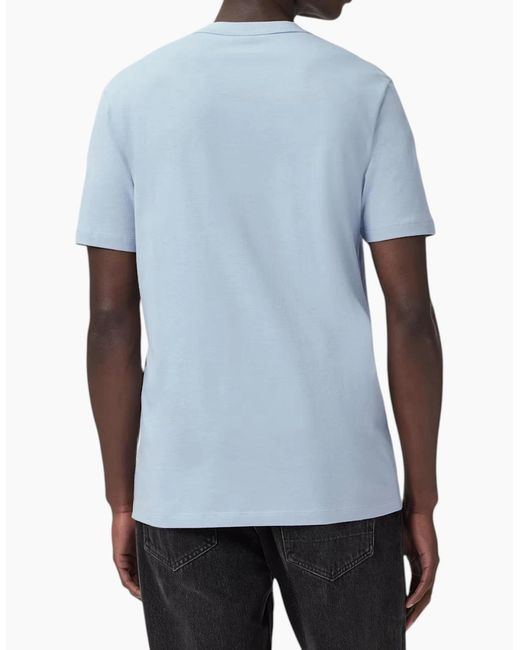 AllSaints Blue T Shirts Lycra Stretch Cotton Crew Neck Short Sleeve Summer Tee for men