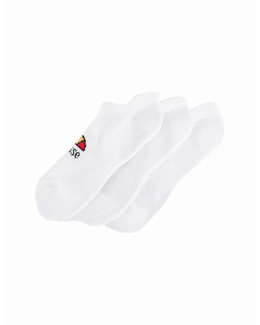 Ellesse White Rebi 3 Pack Trainer Liner Socks for men