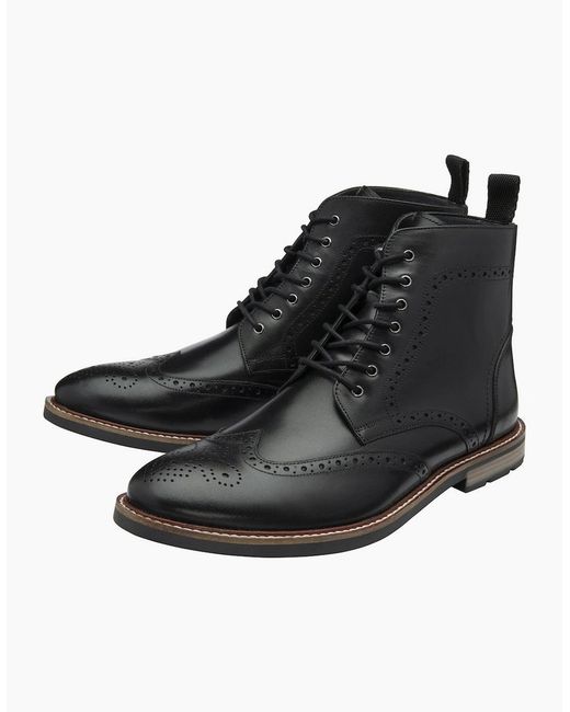 Frank Wright Black Corby Brogue Boots for men