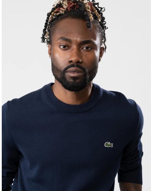 Lacoste Blue Organic Cotton Crew Neck Sweater for men