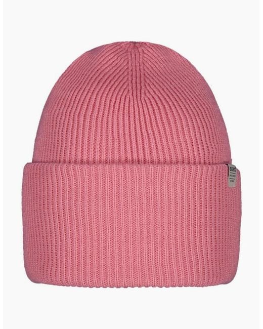 Barts Pink Haveno High Cuffed Ribbed Knit Stretchy Beanie Hat for men
