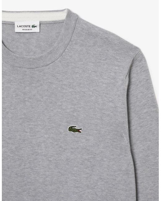 Lacoste Gray Cotton Crew Neck Knit for men