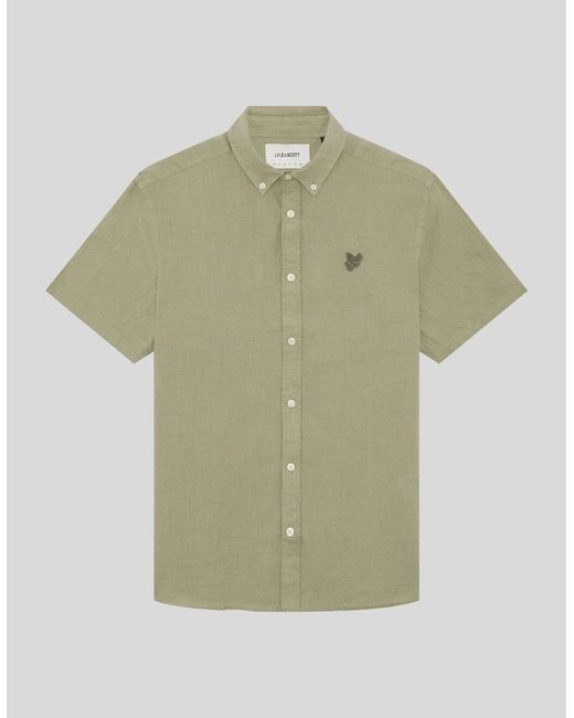 Lyle & Scott Green Short Sleeve Linen Shirt for men