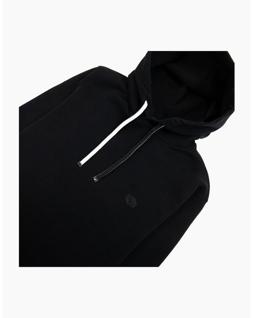 Emporio Armani Black Hooded Sweatshirt With Micro Logo Patch for men