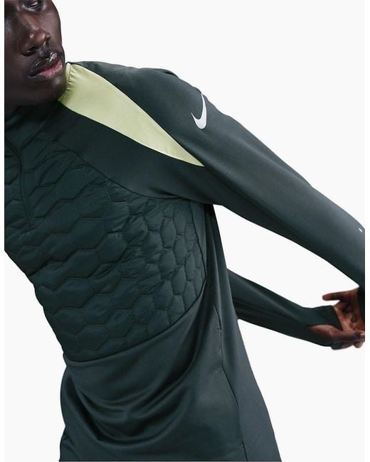 Nike Green Zip Neck Raglan Sleeve Slim Fit Drill Top for men