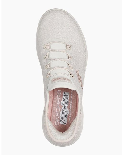 Skechers White Summits Lunar Glow Textile Natural/Rose Trainers