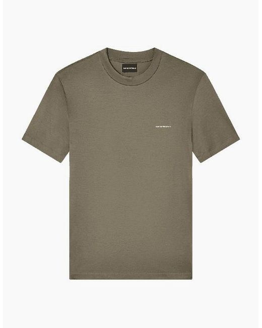 Emporio Armani Green Asv Print Logo Khaki T-Shirt for men