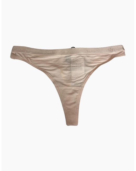 Boss White Ci Logo Waistband Thong, Light/Pastel