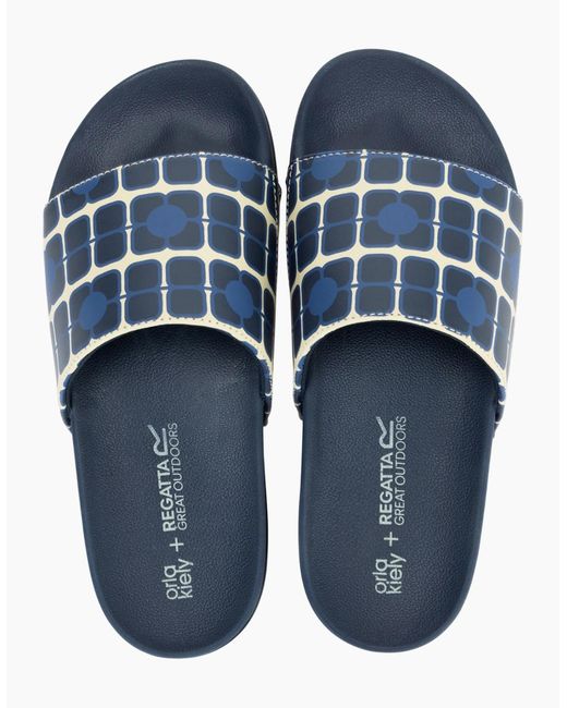 Regatta Blue Ladies Orla Kiely Giant Poppy Sliders