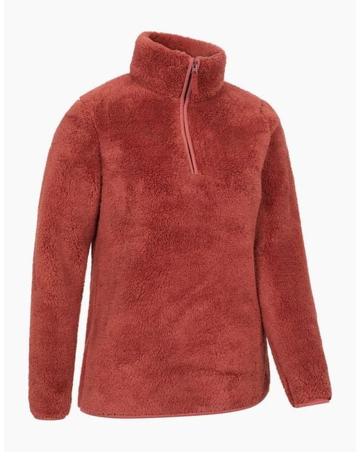 Mountain Warehouse Red Ladies Teddy Fleece Quarter Zip Fleece Top