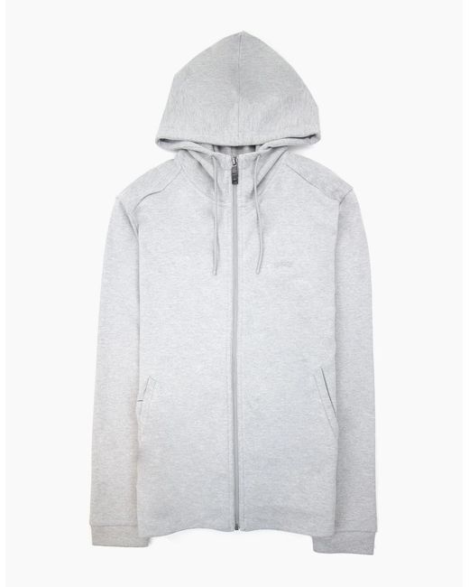 Boss White Saggy Curved Logo Zip Up Hoody 059 for men