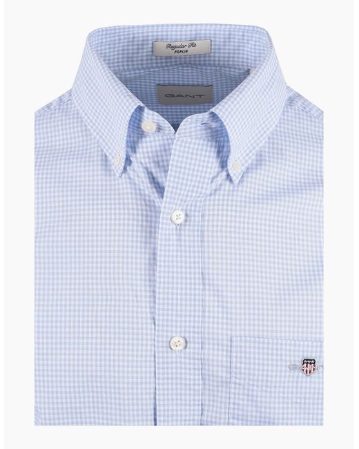 Gant Blue Reg Classic Poplin Gingham Shirt Light for men