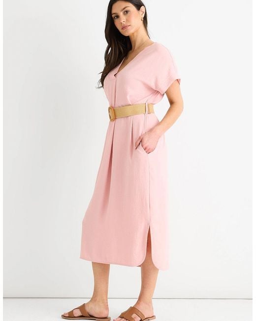 Gini London Pink Blush Air Flow Belted Oversized Dress