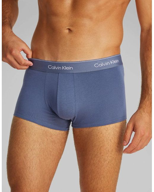 Calvin Klein White 3-Pack Icon Cotton Stretch Low Rise Boxer Trunks, Vintage Micro Chip Molten for men