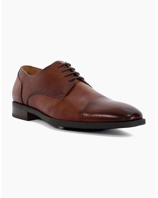 Dune Brown Dune Suffix Leather Dark Tan Lace-Up Shoes for men