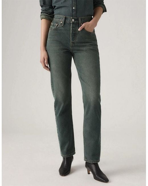 Levi's Green 501 Five Pocket Straight Leg Jeans