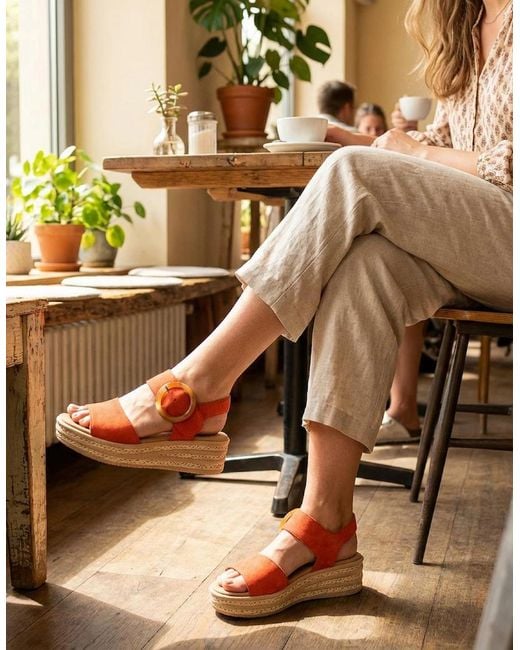 Gabor Orange Andre Ankle Strap Sandals