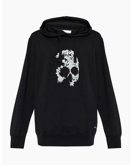 McQueen Blue Lace Skull Hooded Top for men