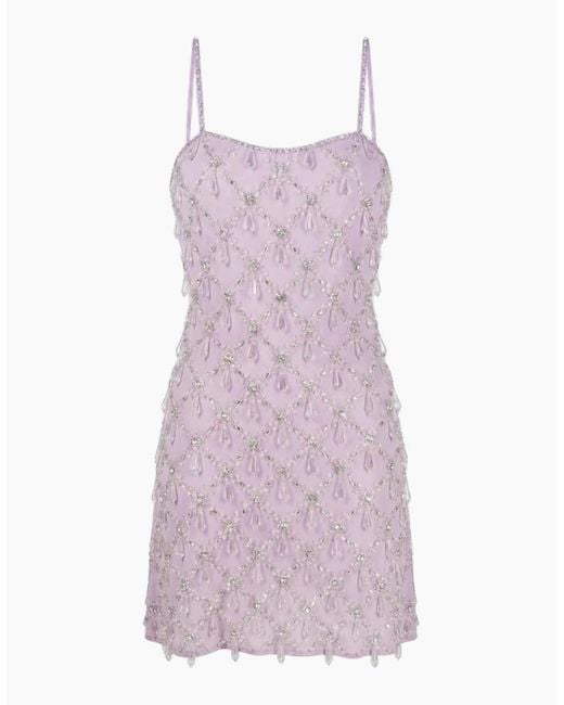 Oceanus Purple Arabella Hand Beaded Crystal Dress Multi Colour