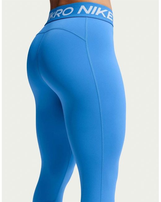 Nike Blue Pro Mid Rise Mesh Panelled Leggings