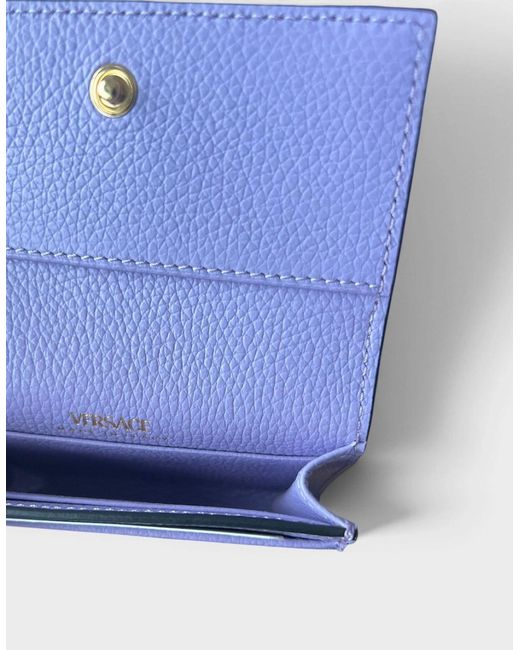 Versace Purple Medusa Head Business Card Holder Leather
